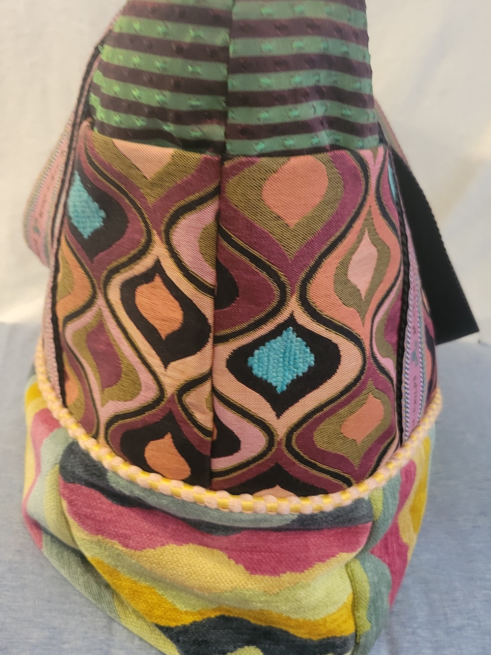 Mackenzie-Childs Multicolor Patterned Tote Bag - Pink/Orange Accents - Picture 5 of 7